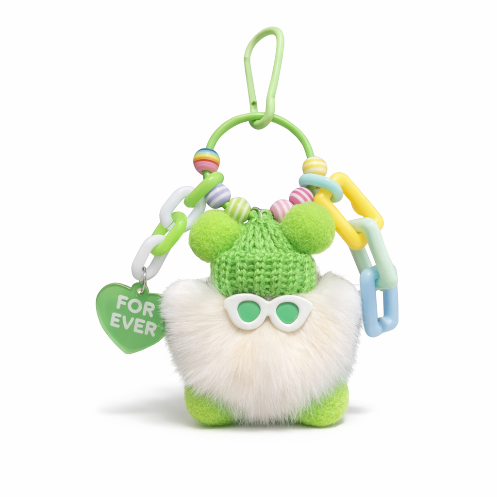 Plush pom pom with sunnies Bag Charms - Colours assorted
