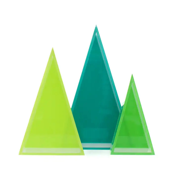 Green Set Acrylic Triangle Christmas Tree Decorations-Top 30 Christmas-Little Fish Co.