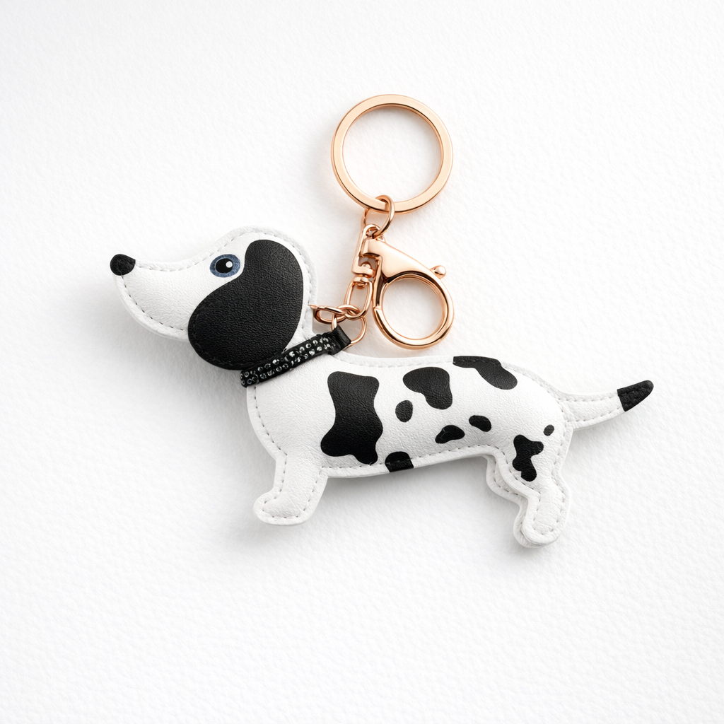 Black and white patch dog  Bag Charm