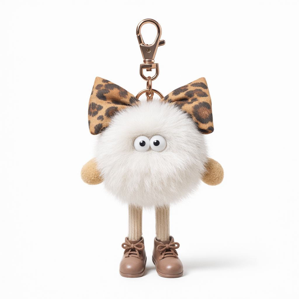 Pom Pom with bow Bag Charms - Colours assorted