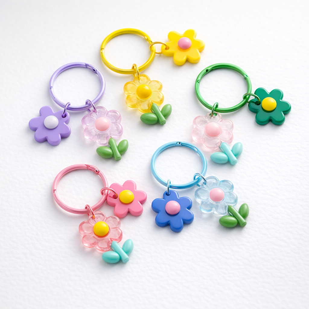 Daisy Flower Bag Charm - Colours assorted