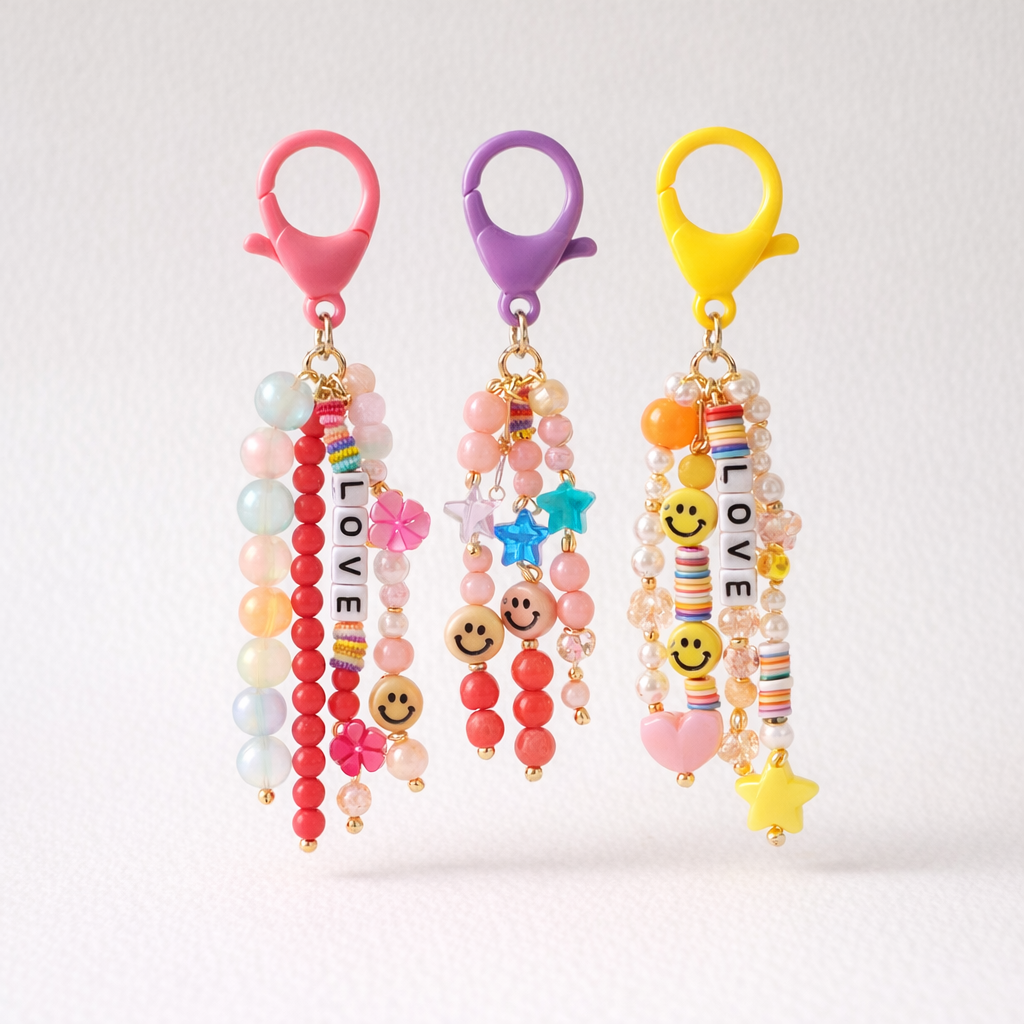 Dangle clip on Bag Charm - Colours assorted