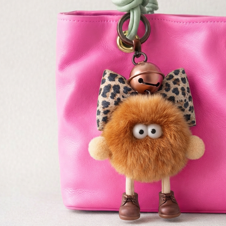 Pom Pom with bow Bag Charms - Colours assorted