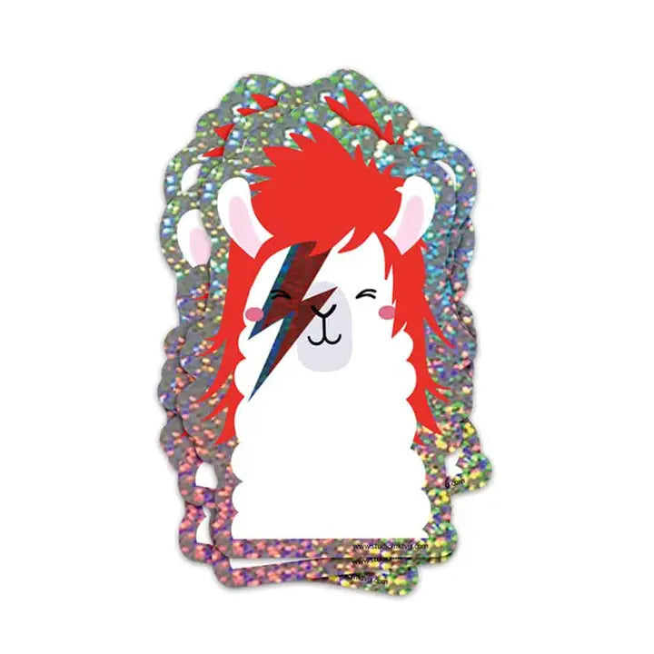 Glitter sticker - David Bowie Ziggy Stardust Llama-New Arrivals 2025-Little Fish Co.