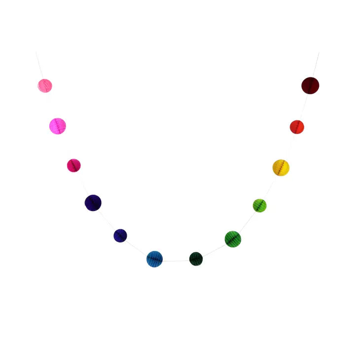 Honeycomb ball garland in Rainbow ( 2m )-Fun-Little Fish Co.