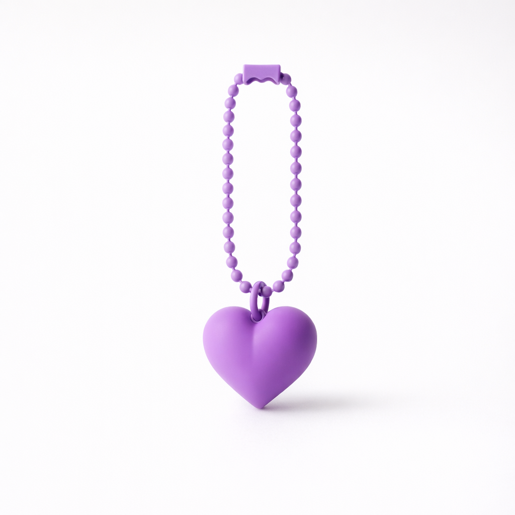 Metal chain Heart Bag Charm Key ring colours assorted