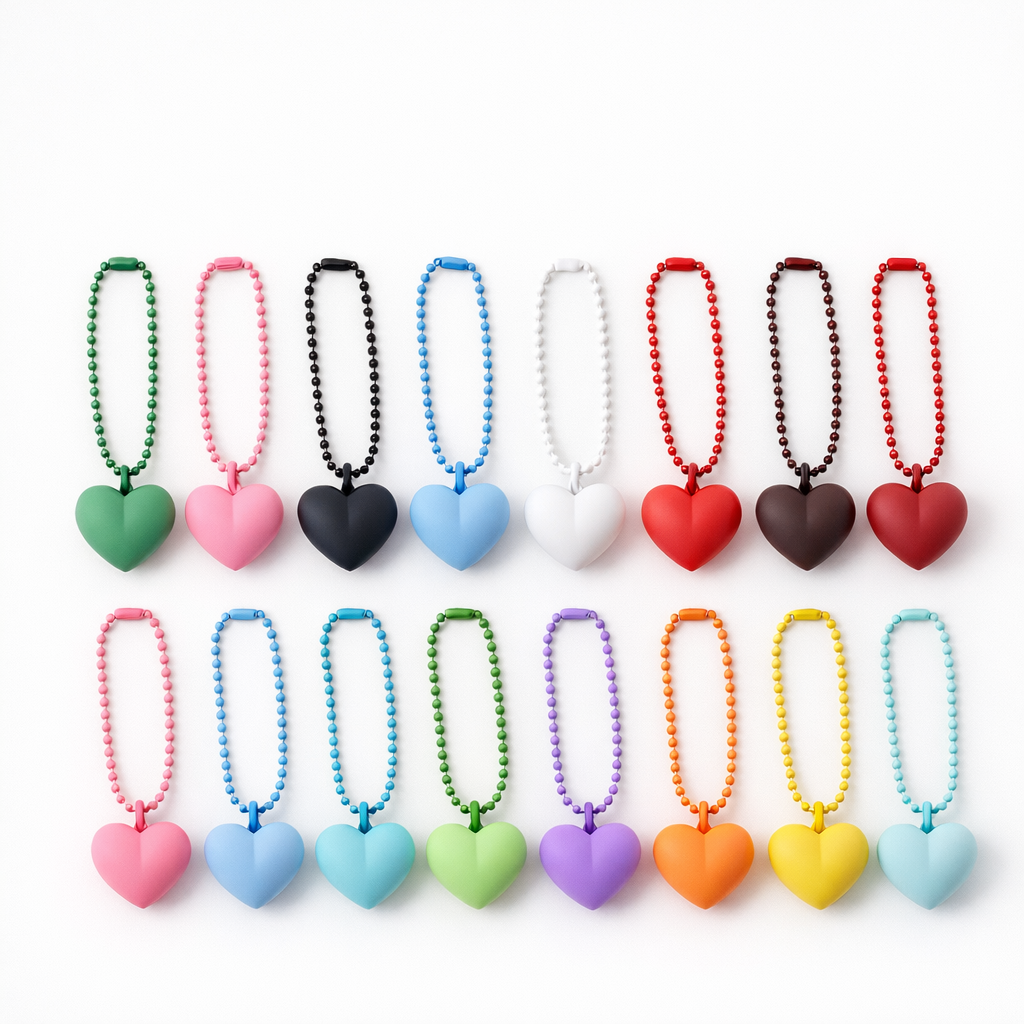 Metal chain Heart Bag Charm Key ring colours assorted