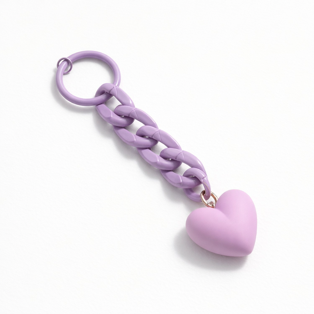 Link chain Heart Bag Charm Key ring colours assorted
