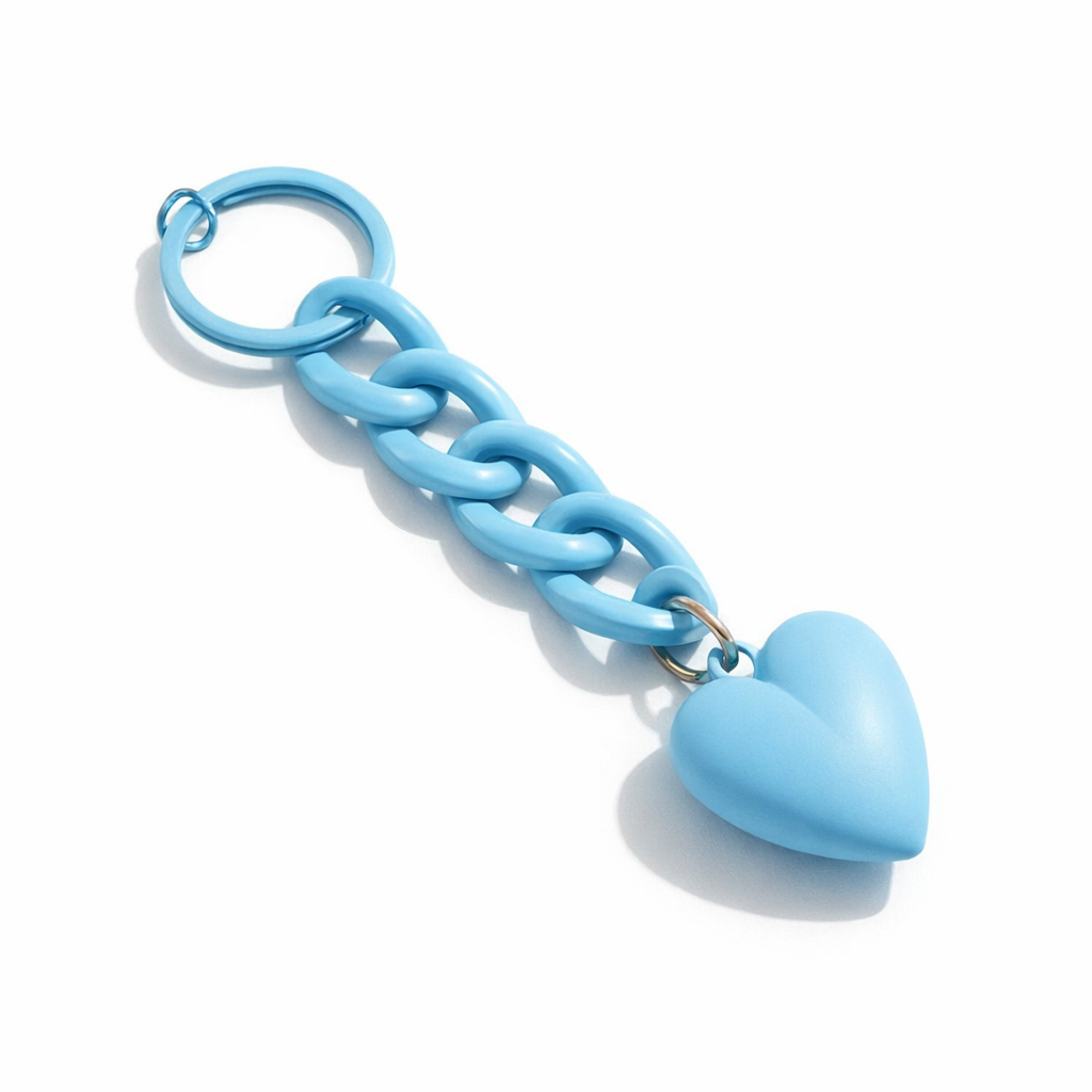 Link chain Heart Bag Charm Key ring colours assorted