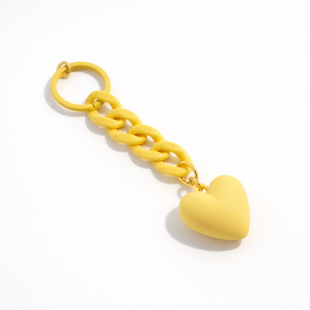 Link chain Heart Bag Charm Key ring colours assorted