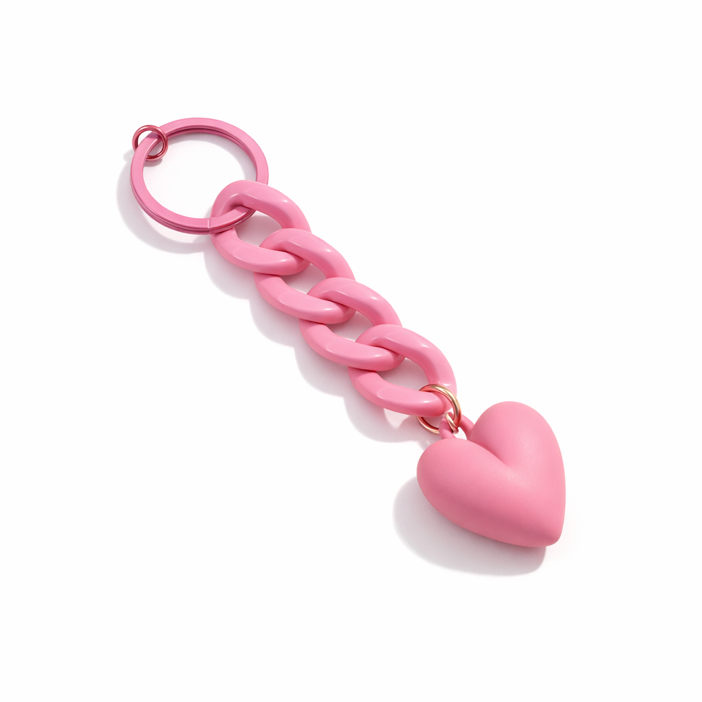 Link chain Heart Bag Charm Key ring colours assorted