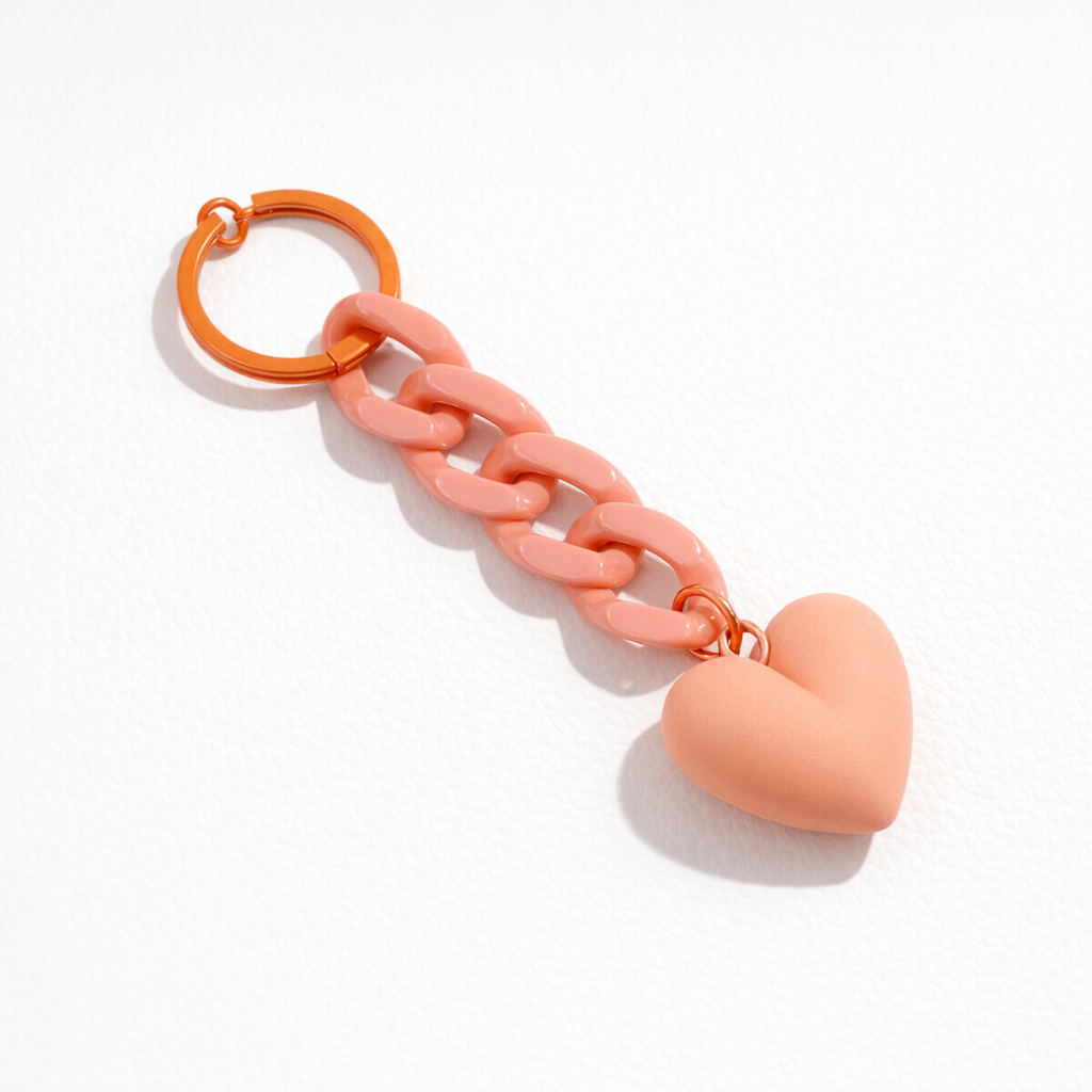 Link chain Heart Bag Charm Key ring colours assorted