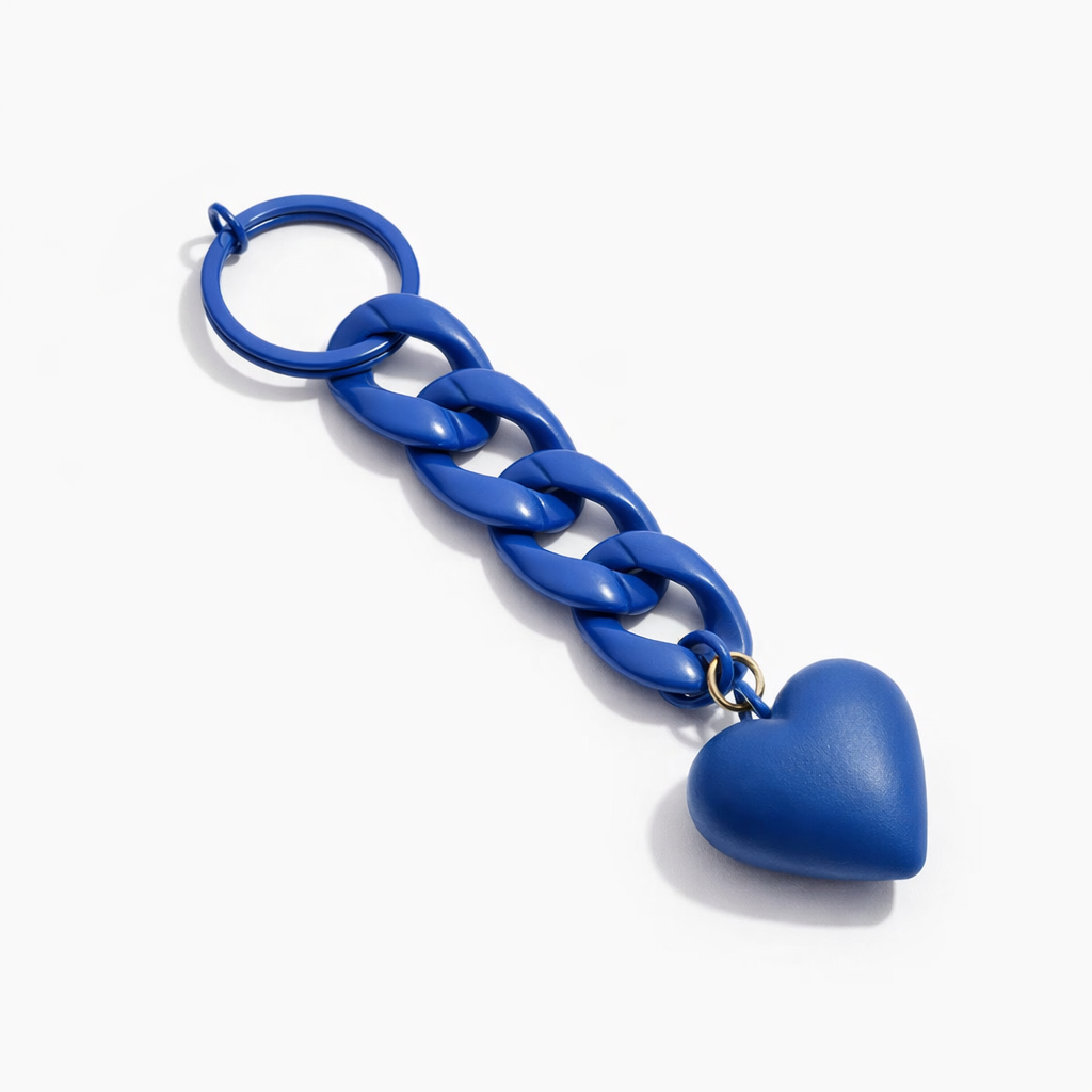 Link chain Heart Bag Charm Key ring colours assorted
