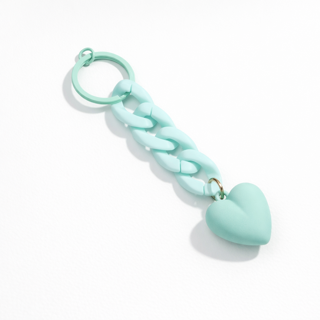 Link chain Heart Bag Charm Key ring colours assorted