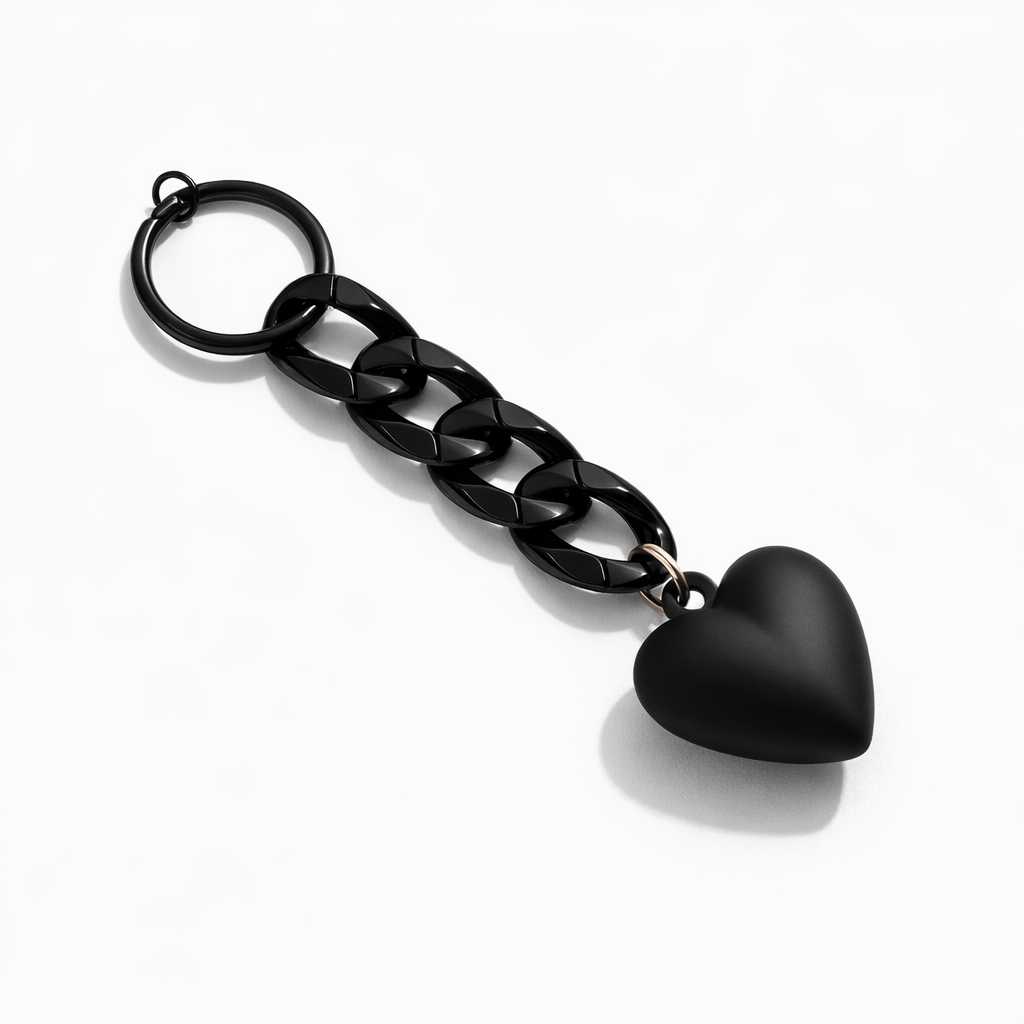 Link chain Heart Bag Charm Key ring colours assorted