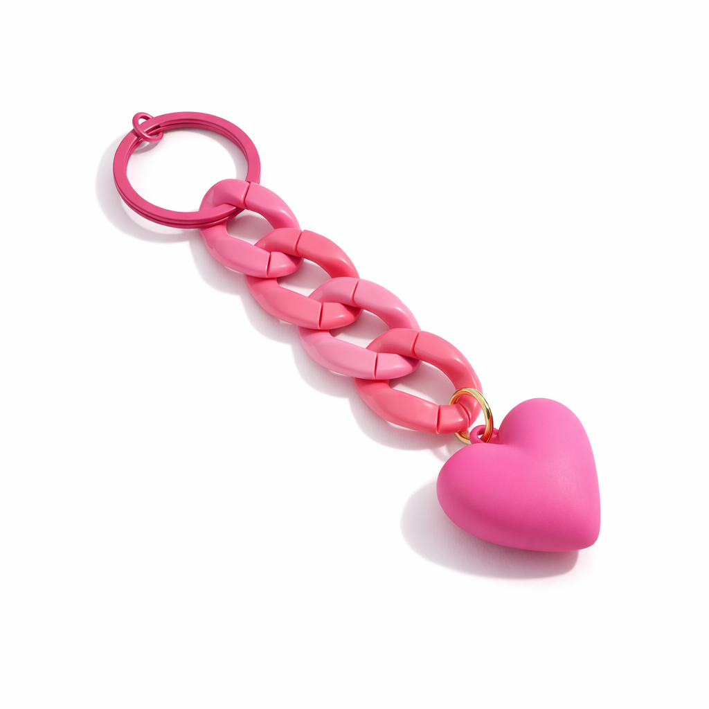 Link chain Heart Bag Charm Key ring colours assorted
