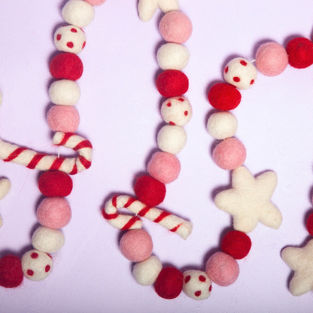 Candy Cane Felt Christmas garland-Top 30 Christmas-Little Fish Co.