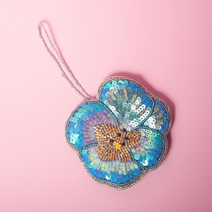 Blue Flower beaded Tree decoration-Little Fish Co.