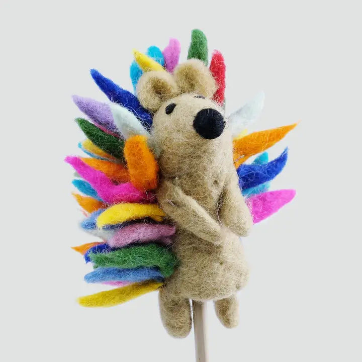 Rainbow Hedgehog Finger Puppet-Little Fish Co.