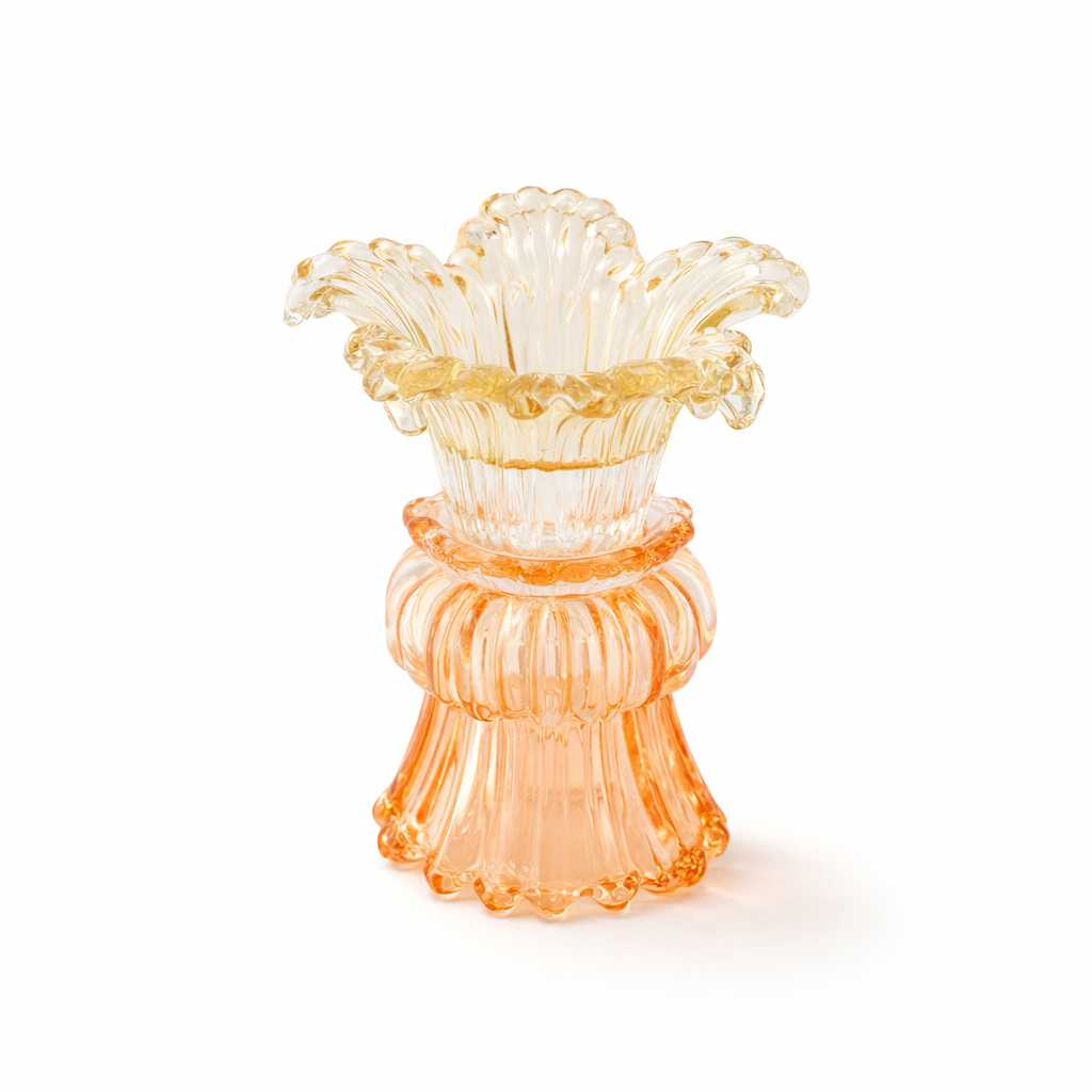 Peach Flower glass candle holder