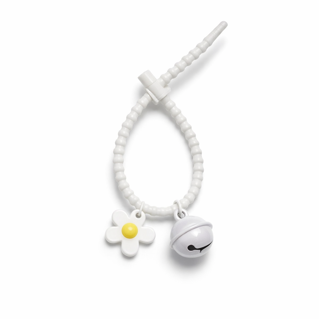 Floral silicon grip tie key chain with bell - colours assorted