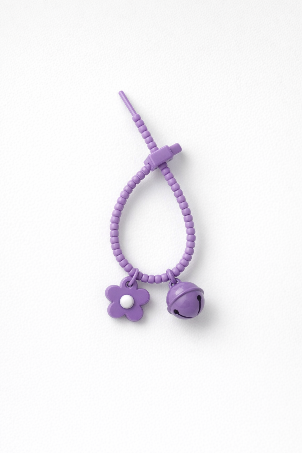 Floral silicon grip tie key chain with bell - colours assorted