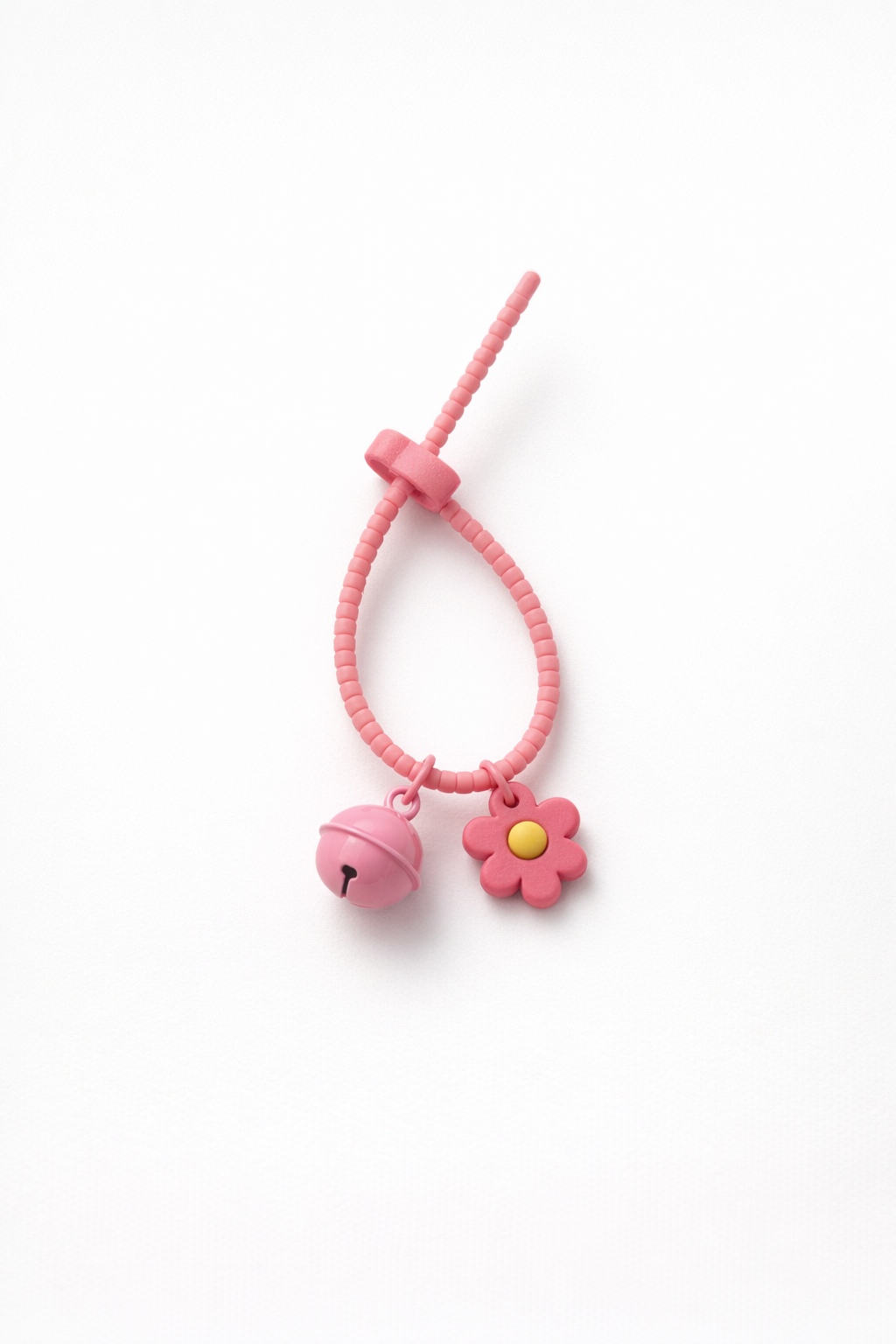 Floral silicon grip tie key chain with bell - colours assorted