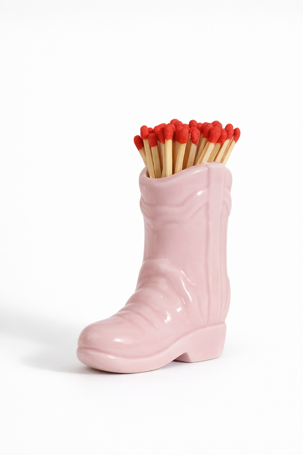 Ceramic boot match holder with striker - pink