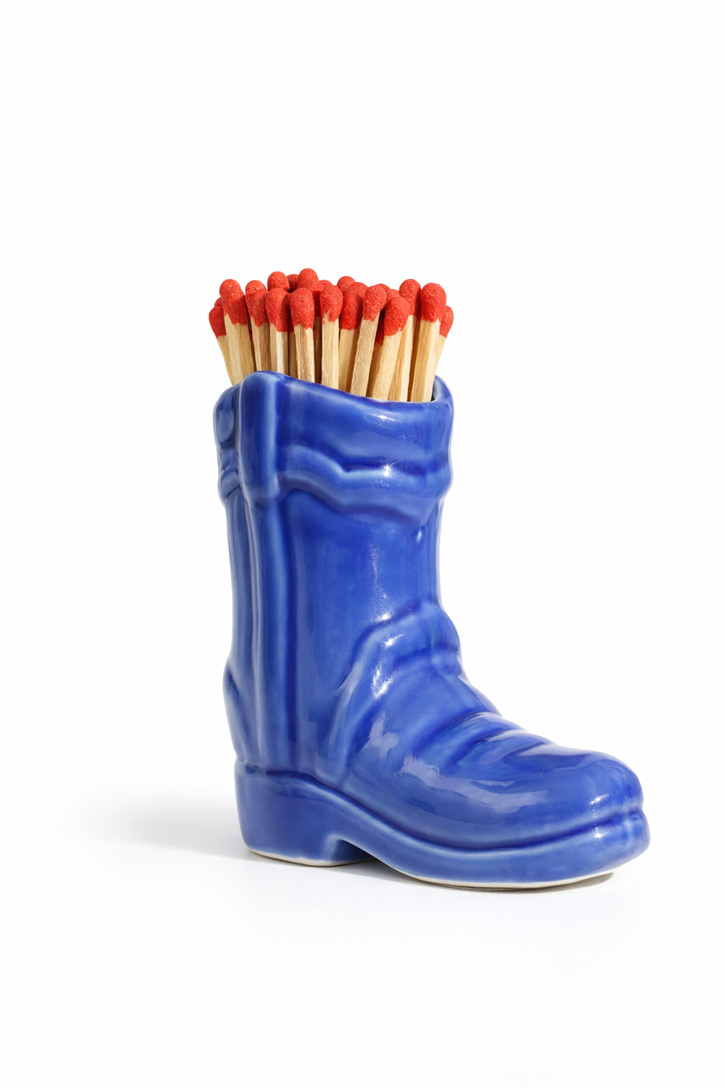 Ceramic boot match holder with striker - Blue