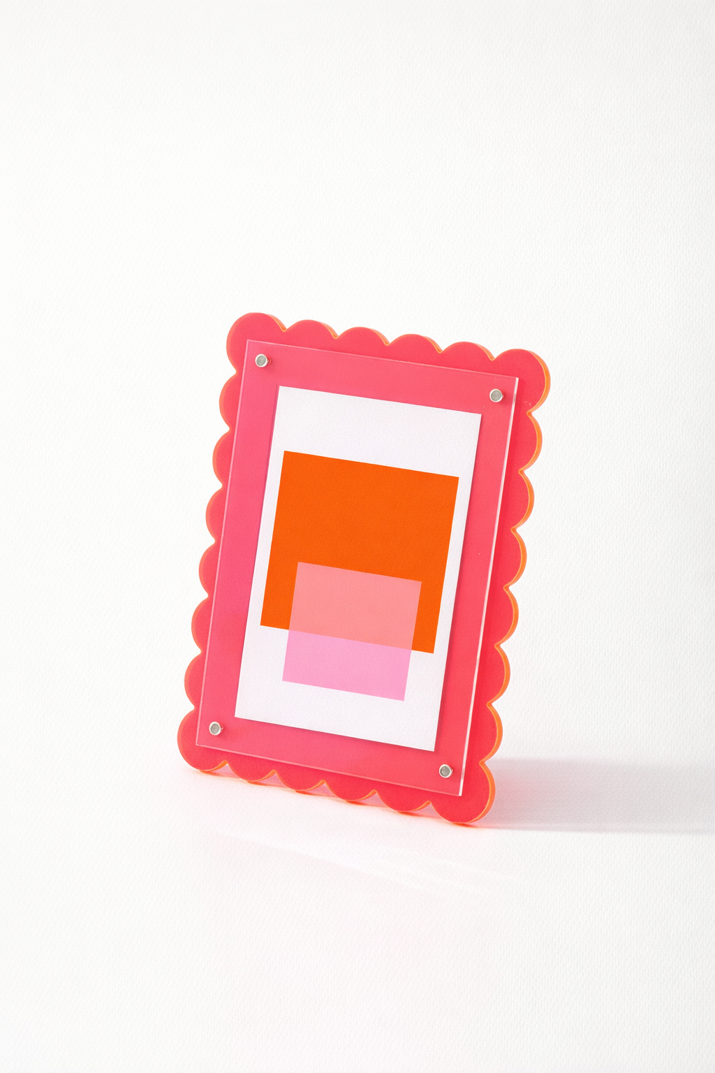 Neon Pink scallop edge acrylic frame