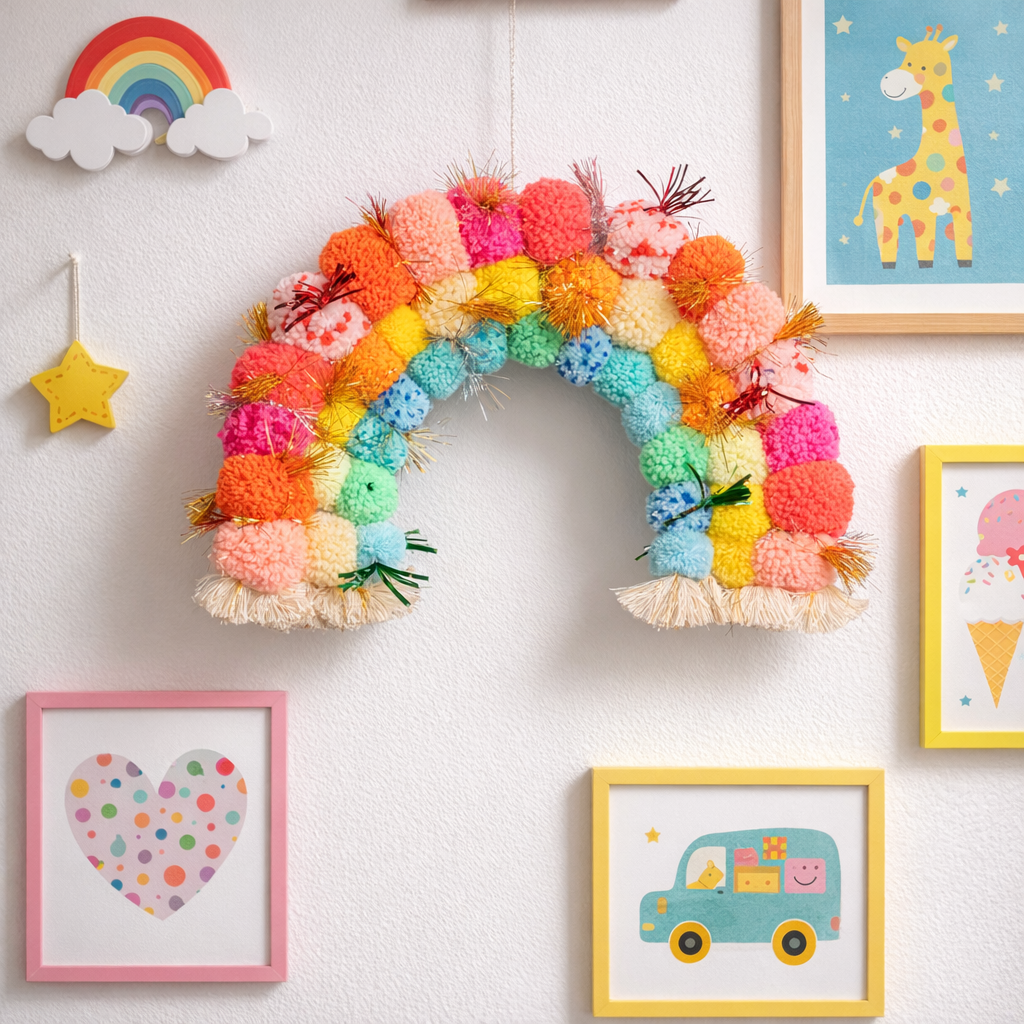 Pom pom Rainbow wall hanging
