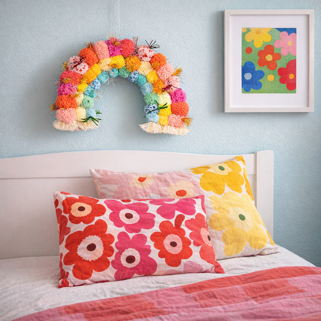 Pom pom Rainbow wall hanging