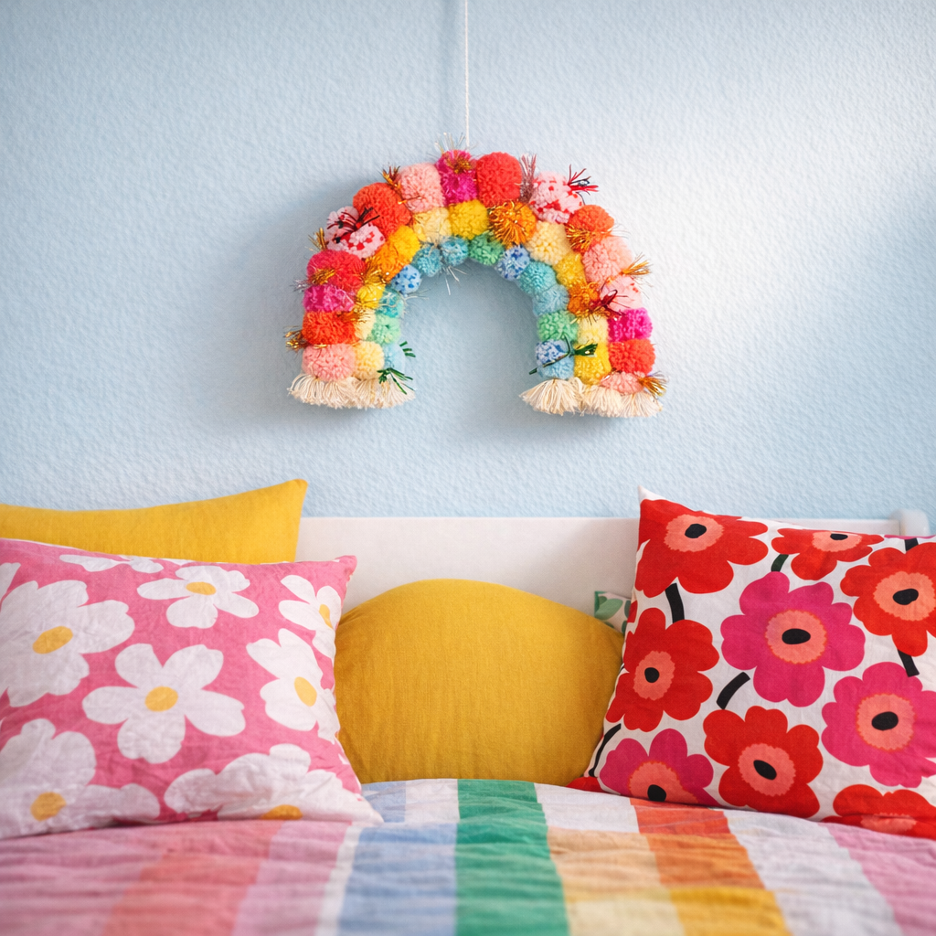 Pom pom Rainbow wall hanging
