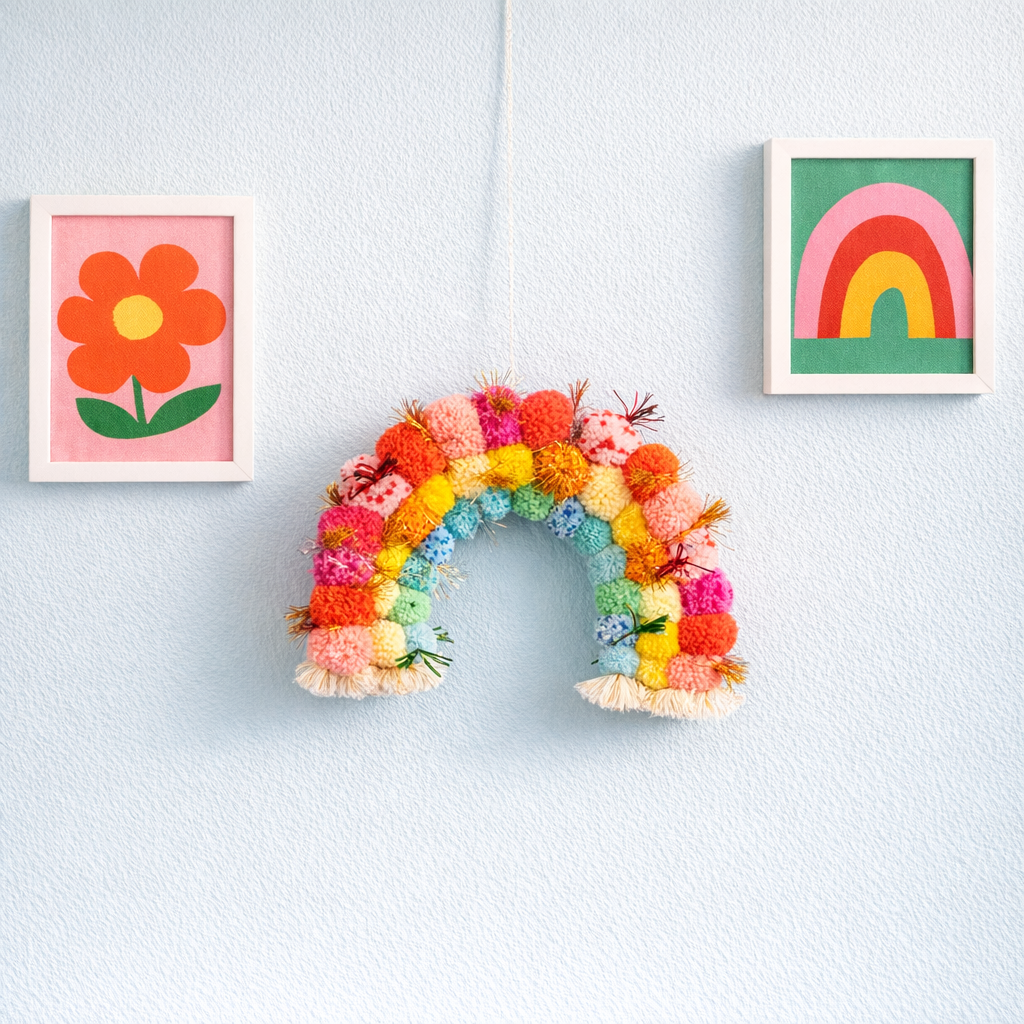 Pom pom Rainbow wall hanging