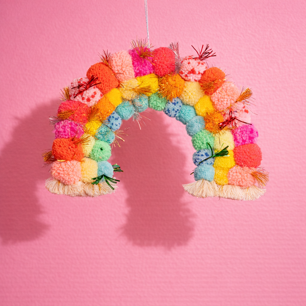 Pom pom Rainbow wall hanging