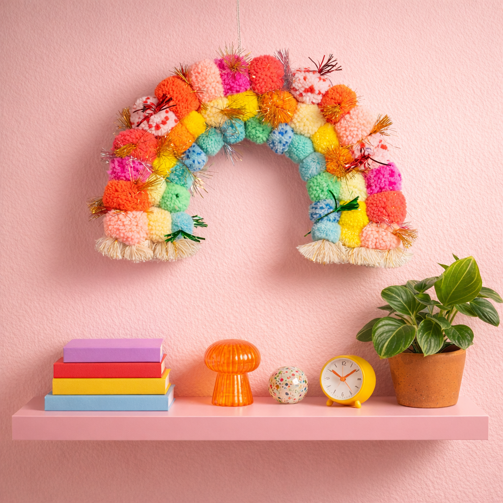 Pom pom Rainbow wall hanging