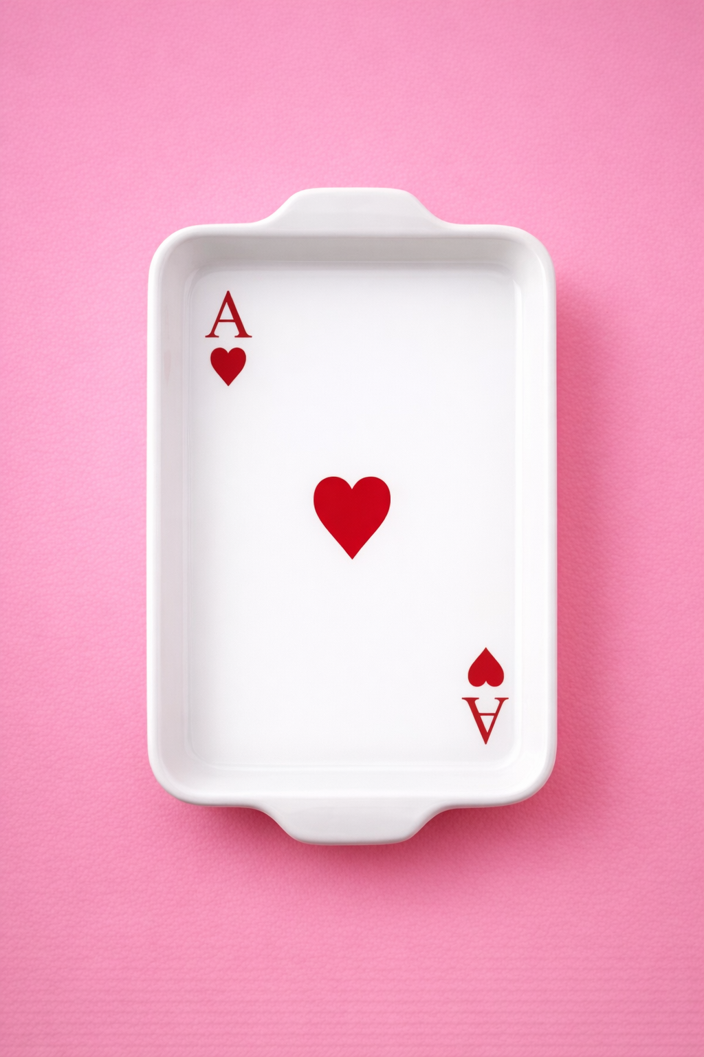 White Ace of Hearts Ceramic Dish