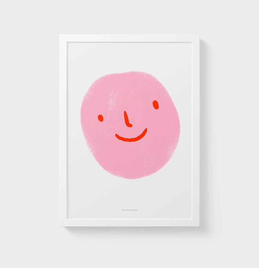 Pink Happy illustration A3 Art Print-Art-Little Fish Co.