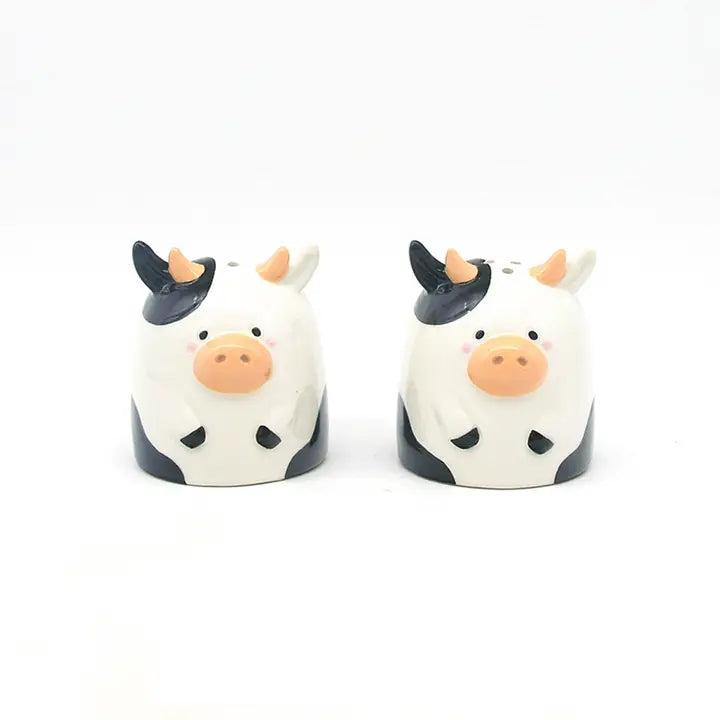 Black and White Cow Ceramic Salt & Pepper Set-Top 30 Decor-Little Fish Co.