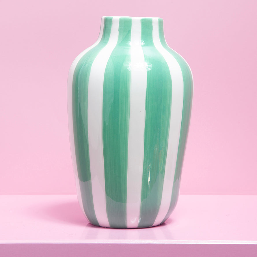 Halcyon Stripe Vase Green