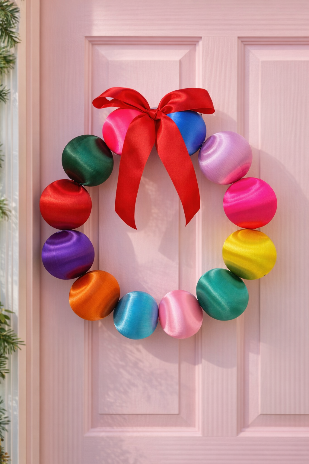 Silk Ball Wreath Rainbow - Preorder