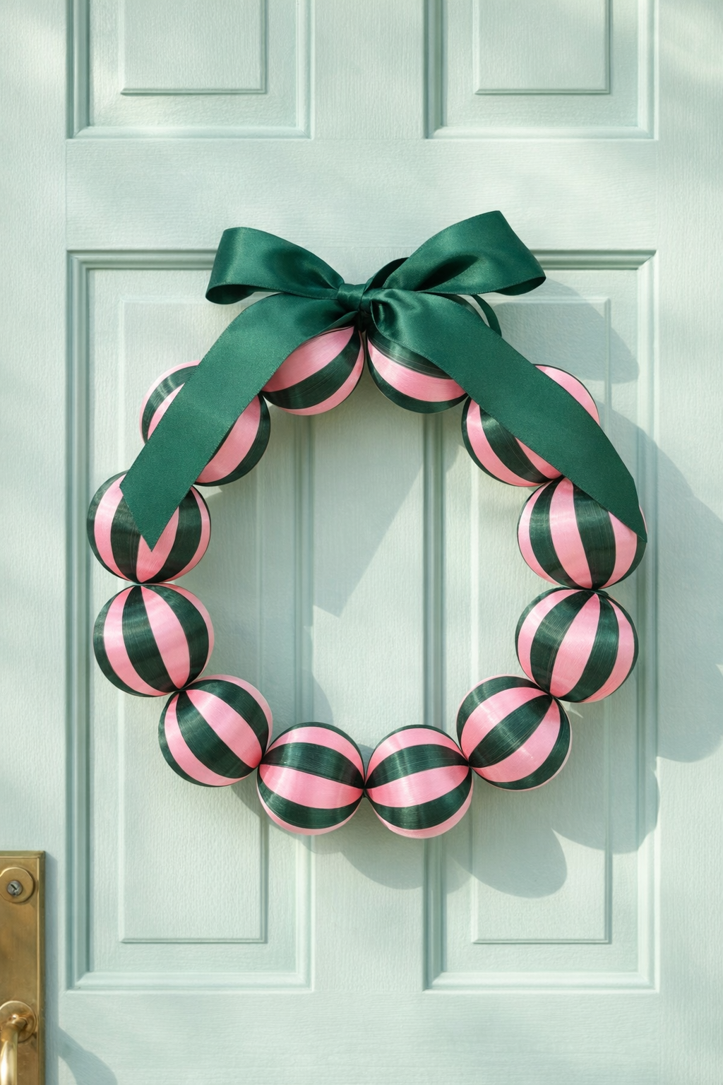 Silk Ball Wreath Pink/Green- Preorder