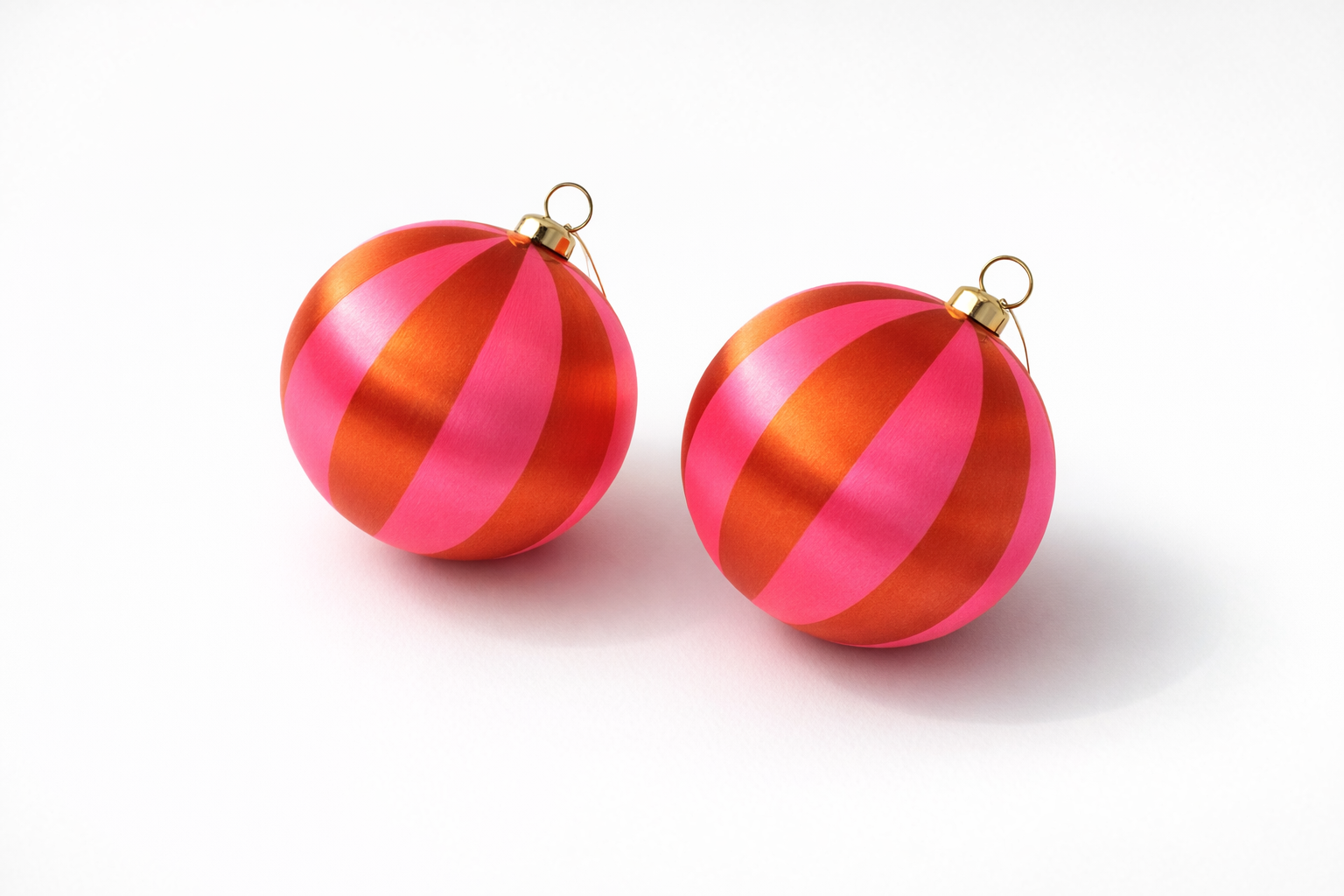 Set of 2 Stripe Hot Orange/Hot Pink Baubles - Preorder