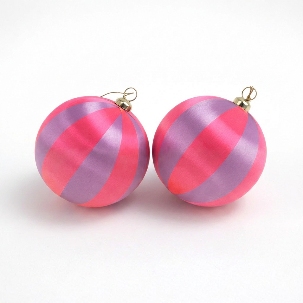 Set of 2 Stripe Lilac/Hot pink Baubles - Preorder