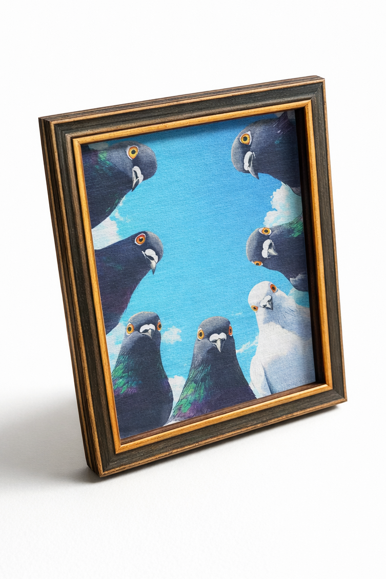 Peeking Pigeons fridge magnet