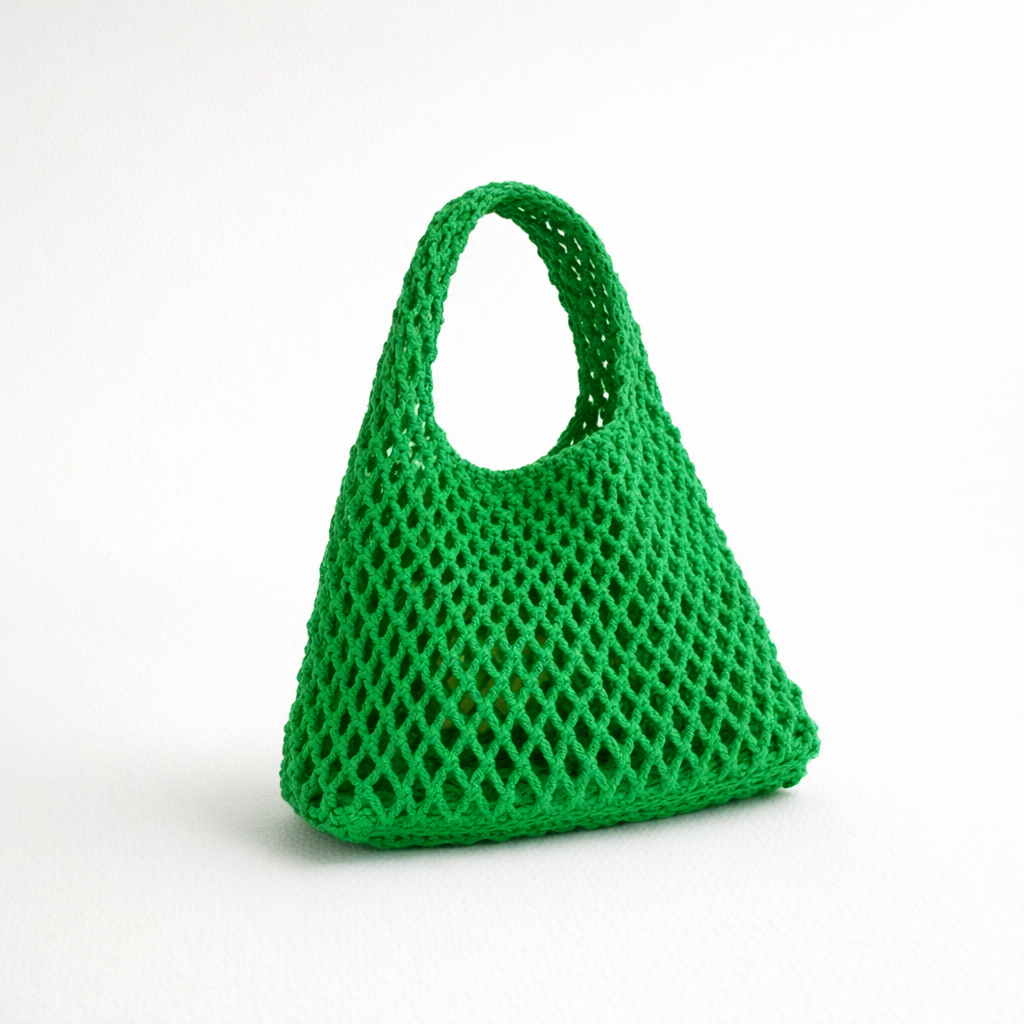 Cotton Crochet woven bag - Green