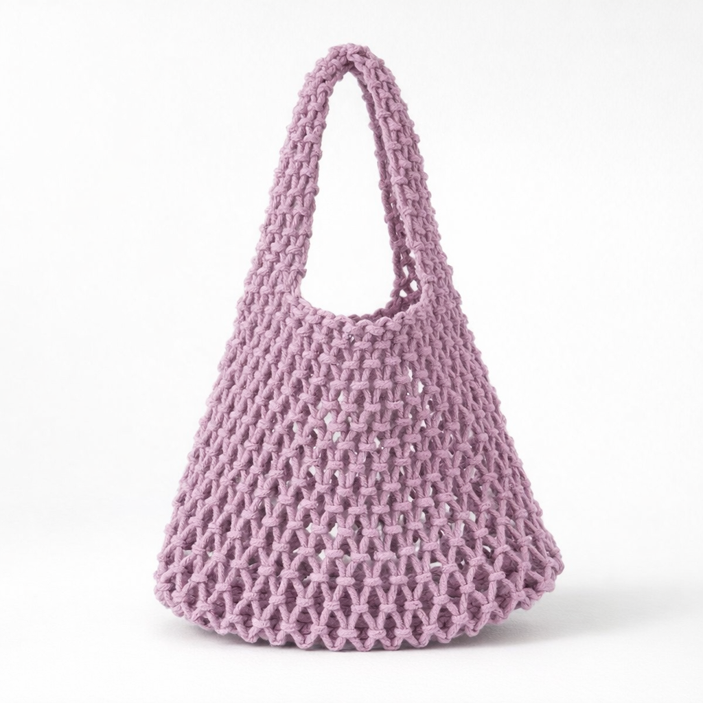 Cotton Crochet woven bag - Mauve