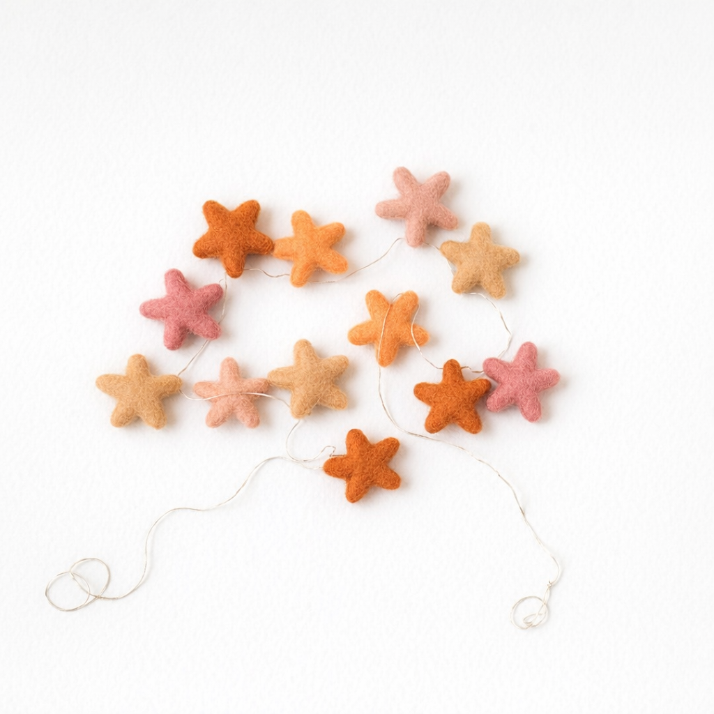 100% Wool Felt Star Garland - selected colours