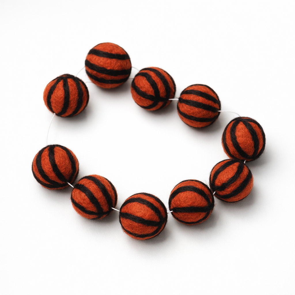 100% Wool Felt Basketball Garland