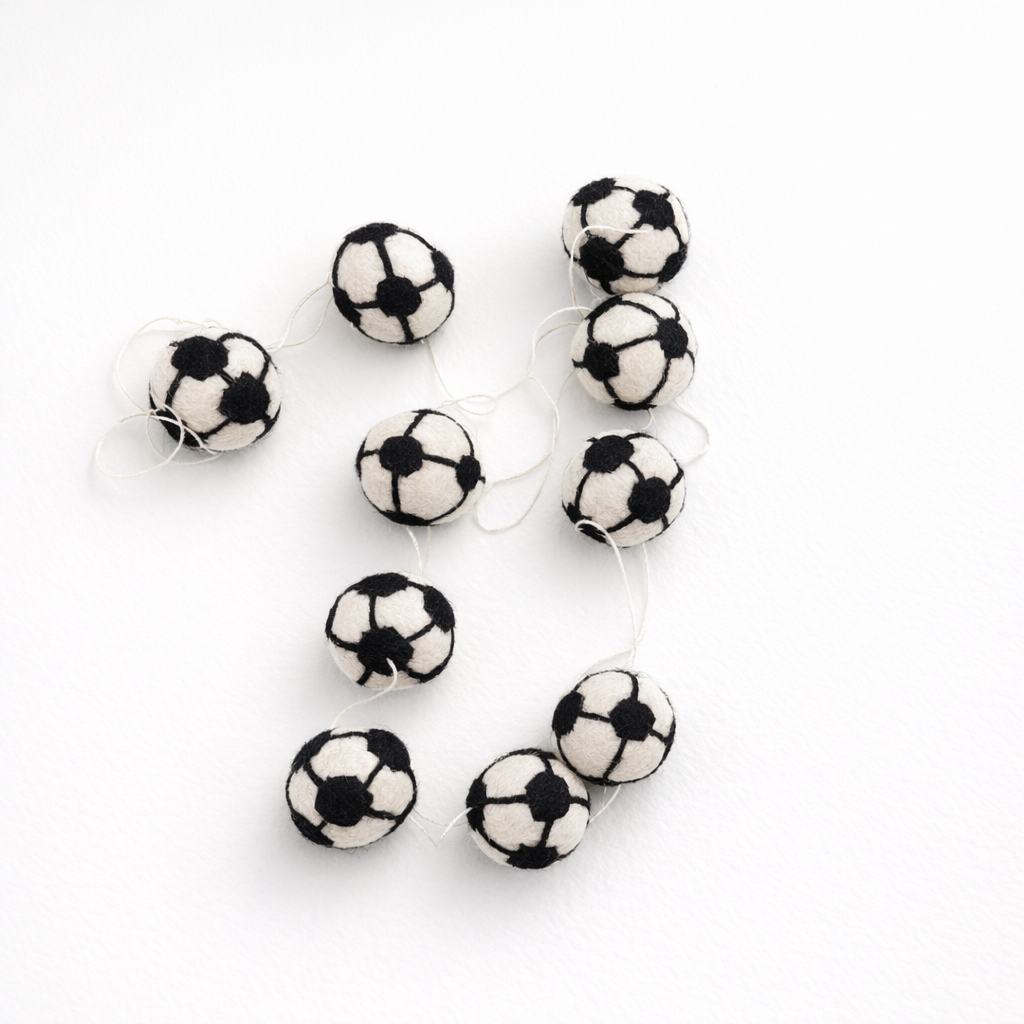 100% Wool Felt Soccer Garland